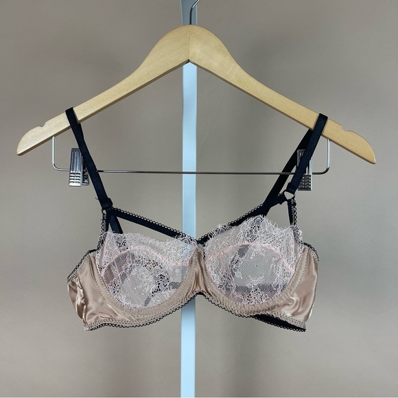 Nude Delicate 34B Lace Medium Wire Bra Sexy Sheer Date Wedding Night - Picture 1 of 7